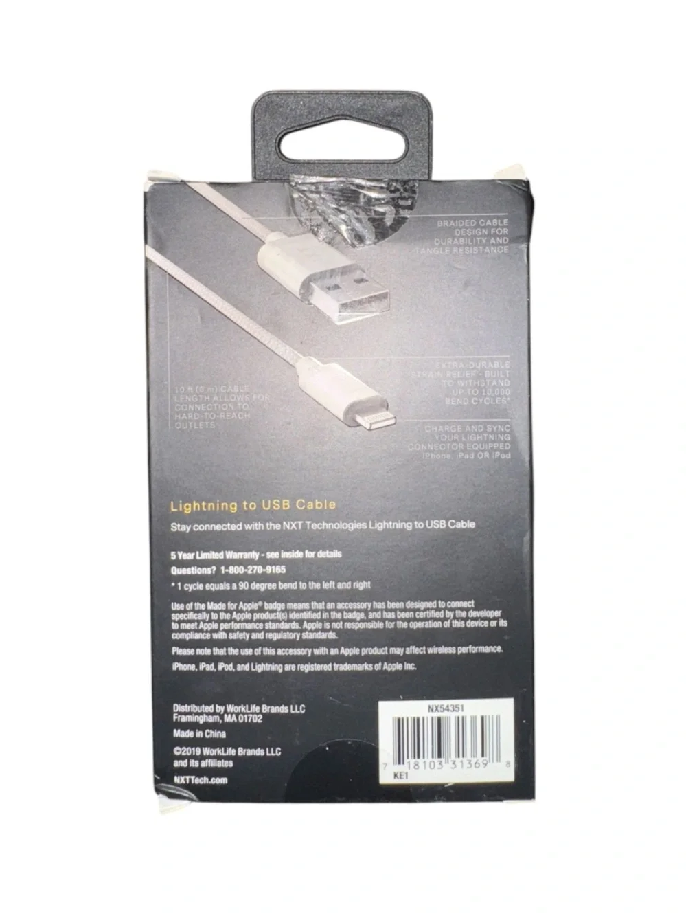 Lightning to USB Cable 10 ft - White